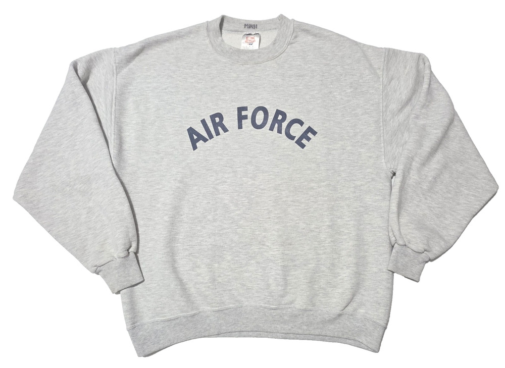 Vintage 90s Jerzees Super Sweats Air Force Sweatshirt Mens L Gray Made in USA